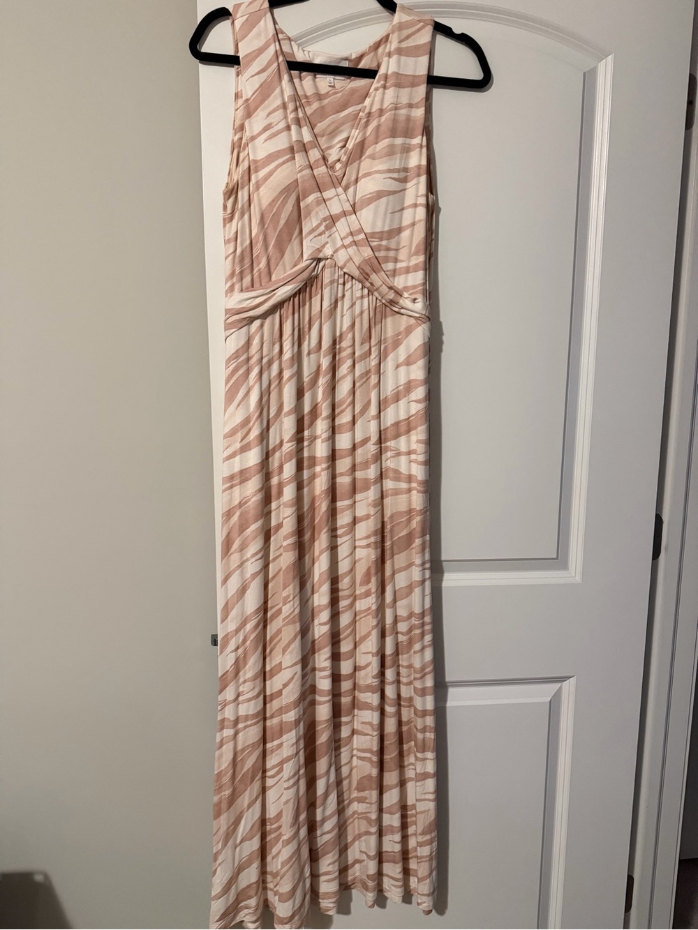 Soma Beige and White Striped Maxi Dress